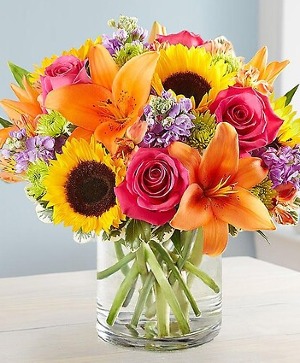 SUNFLOWERS AND LILIES  FRESH FLOWERS 