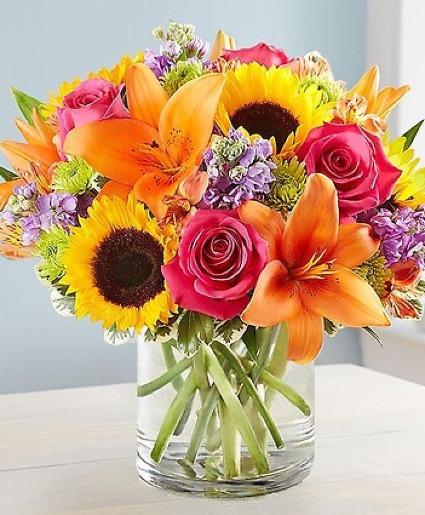 SUNFLOWERS AND LILIES  FRESH FLOWERS 