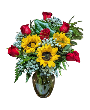 Sunflowers and Roses  Flower Arrangement