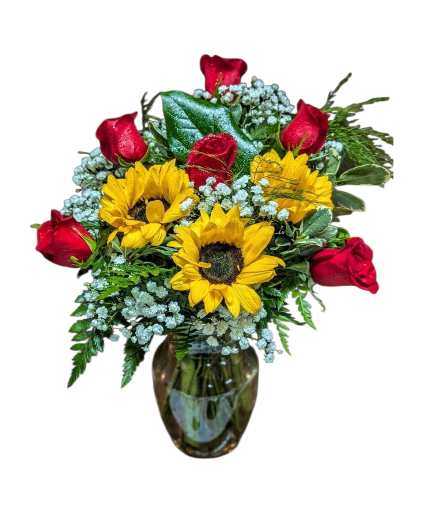 Sunflowers and Roses  Flower Arrangement