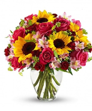 Sunflowers and Roses flowers