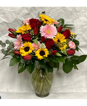 Sunflowers and Roses 