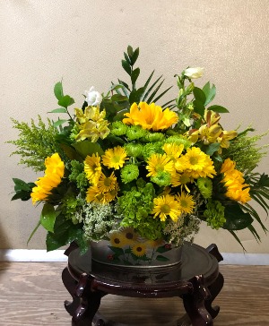 Sunflowers Galore Metal  Basket