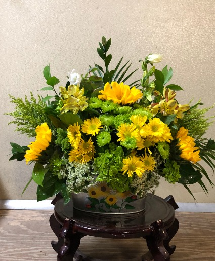 Sunflowers Galore Metal  Basket