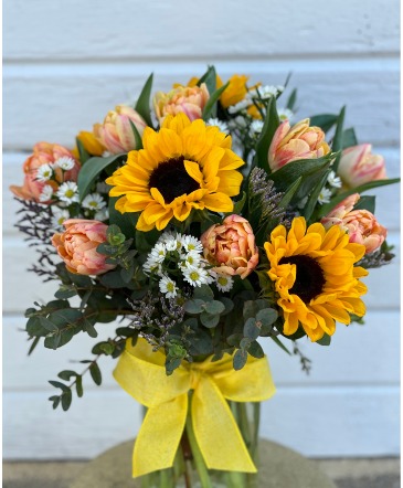 Sunflowers & Tulips Fresh Arrangement in New Castle, IN | WEILAND'S FLOWERS
