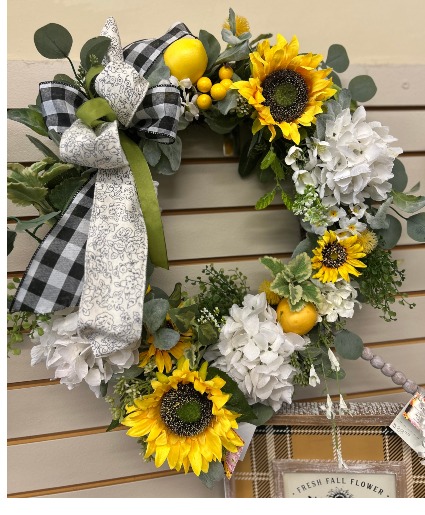 Sunflowers & White Hydrangea 