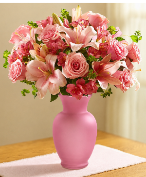 Sunlit Pink Elegance Vase arrangement