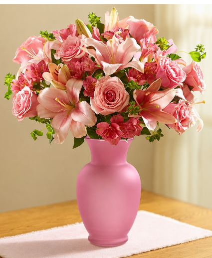 Sunlit Pink Elegance Vase arrangement