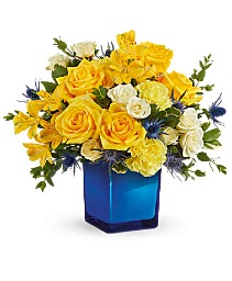 SUNNY DAY AT THE LAKE Modern Vibe, Golden Hues in Vibrant Blue