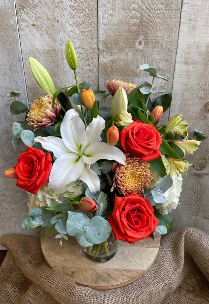 Sunny Day Blooms arrangement in a vase