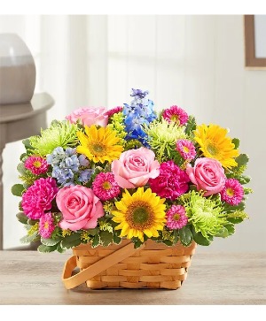 Sunny Garden Basket assorted flowers
