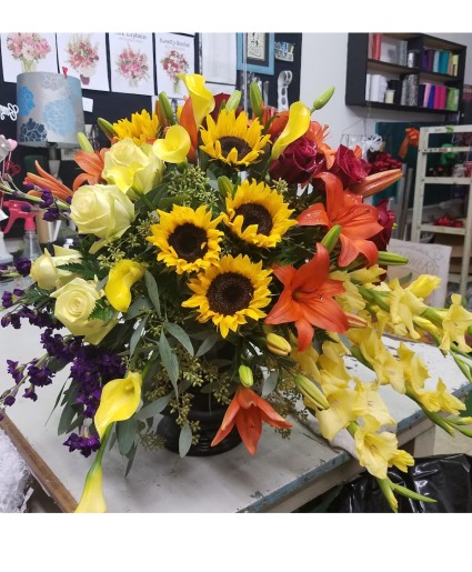 Sunny Goodbye Sympathy Pedestal Arrangement