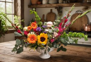SUNNY PEDESTAL FRESH ARRANGEMENT