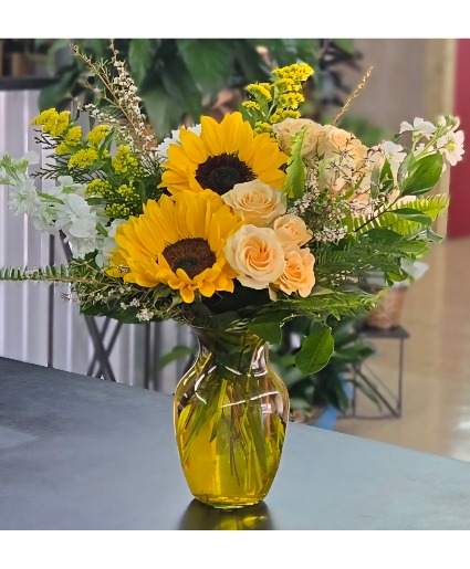 Sunny Serenity Fresh Floral Vase