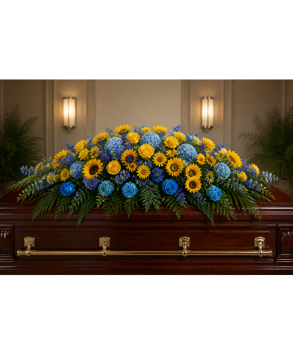 Blue Skies and Sunshine Casket Spray 