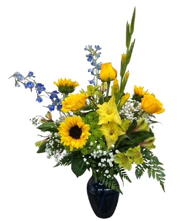 Sunny Skies Cobalt Blue Glass Vase in Naugatuck, CT | TERRI'S FLOWER SHOP
