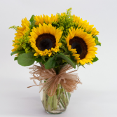 "SUNNY SUNFLOWERS".(E) arranged in a vase with seasonal filler!