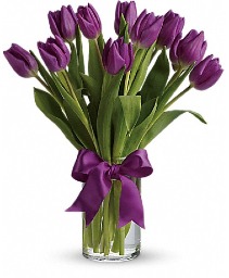 Passionate Purple Tulips Arrangement