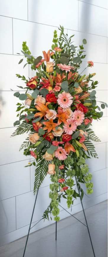 Sunset Garden Tribute Standing Spray in Beaufort, SC | LAURA'S FLORIST