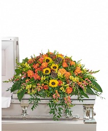 Sunset Reflections Casket Spray Funeral Arrangement