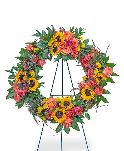 Sunset Reflections Wreath Funeral Arrangement