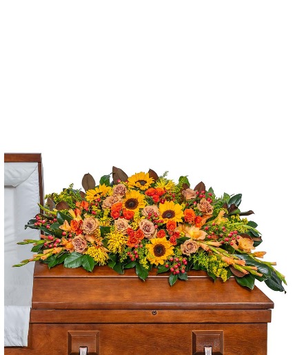 Sunset Serenade Casket Spray Flower Arrangement