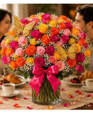 Sunset Symphony Rose Bouquet Call Us for Faster Service & Daily Specials: (915) 303-8500 Text Us to Order Anytime: (915) 505-3708 Your trusted source for Flowers & Delivery in El Paso TX 