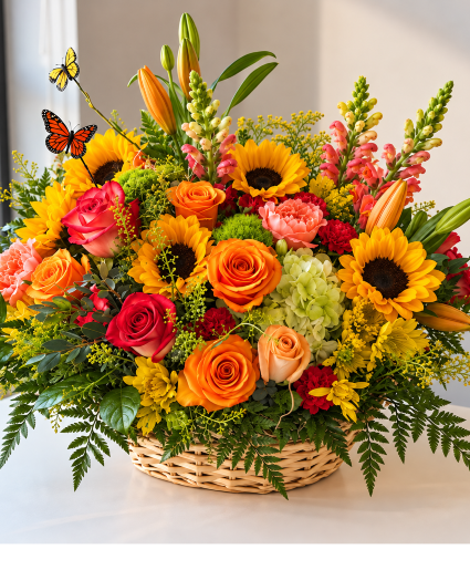 Sunshin  & Butterflies basket 
