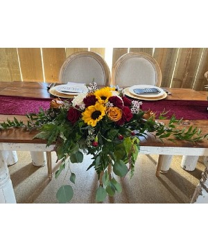 Sunshine and Roses Cascade Centerpiece Head Table Centerpiece