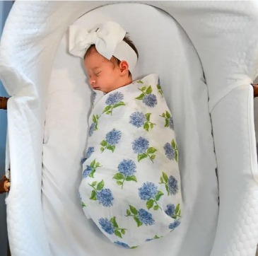 Swaddle Blanket-HYDRANGEAS Baby Gifts in Chatham, NJ | SUNNYWOODS FLORIST