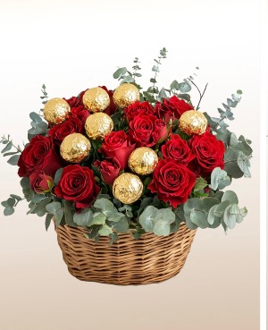 sweet and roses pretty basket fresh flowers