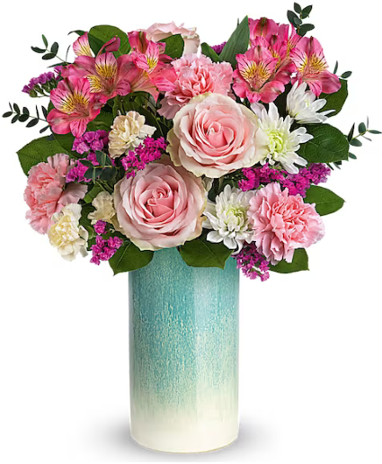Sweet Aqua and Pink Bouquet Fresh Floral Arrangement