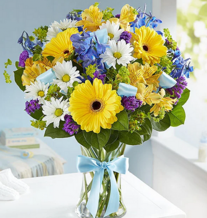 Sweet Baby Boy Mixed Floral Bouquet