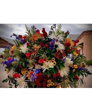 Country Love Mixed Floral with Red Roses 