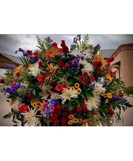 Country Love Mixed Floral with Red Roses 