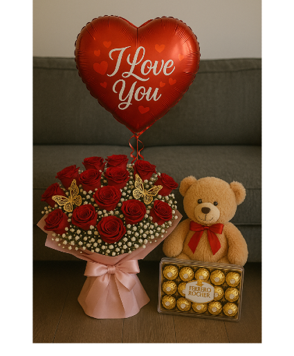 Combo LOVE Wrapping roses