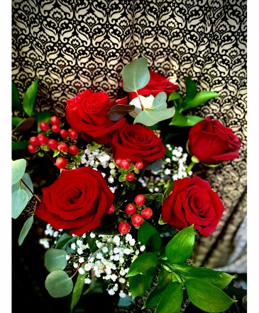 Sweet & romance Hand-Tied Bouquet—1/2 Dozen long stemmed roses  in Clifton, NJ | Days Gone By Florist