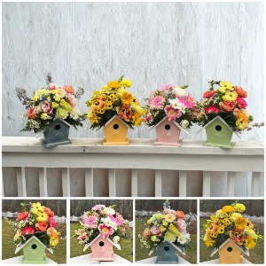 Sweet Songbird Birdhouse Floral Arrangement