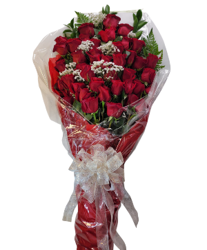 Red Long Stem Roses Wrapped Wrapped Roses