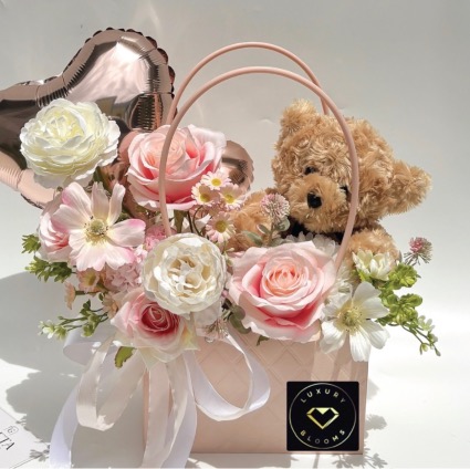 Sweetheart Blush Bouquet with Teddy Any Special Occasion 