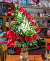 Swirl of Roses  Dozen Roses and Lilly 