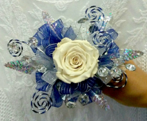 Swirled Blue Wrist Corsage