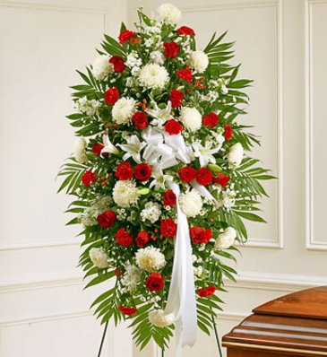 Sympathies Standing Spray- Red and White Sympathy/Funeral