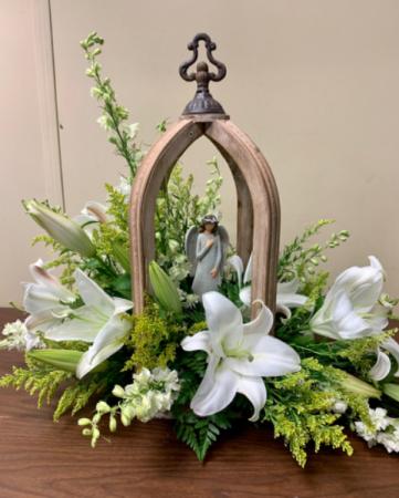 Sympathy Arch Arch with Fresh White Lilies 