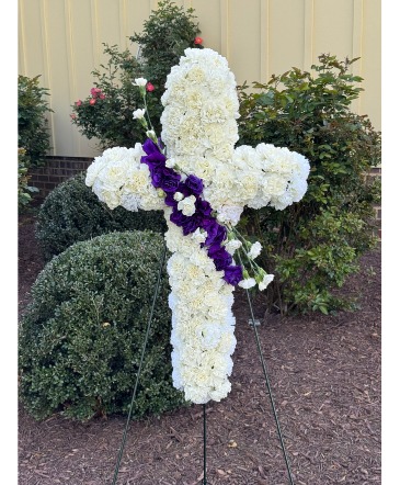 Sympathy Cross Flower Arrangement in Mechanicsville, VA | Christy's Cottage - Home of Flowers by Zoie