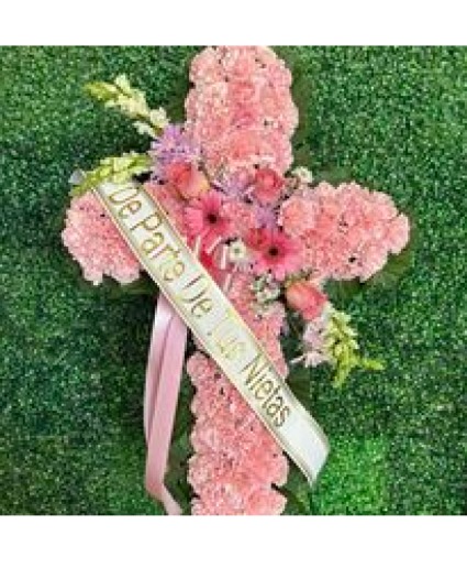 Sympathy Pink Cross Arrangement  