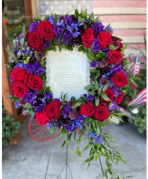 Sympathy Wreath in Purples and Reds Fresh Wreath