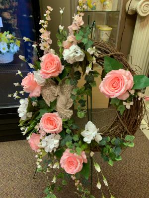 Sympathy Wreath with Silk Flowers 