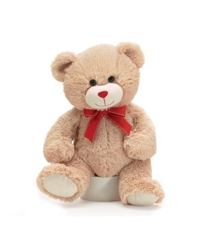 Tan Bear With Red Bow  