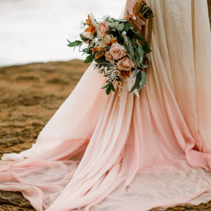 Tan & Blush Boho Horizonal  Bridal Bouquet 
